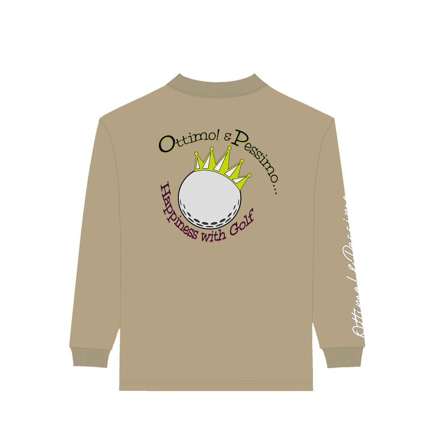 モックネックロングスリーブシャツ クラウンボールプリント sand-khaki image