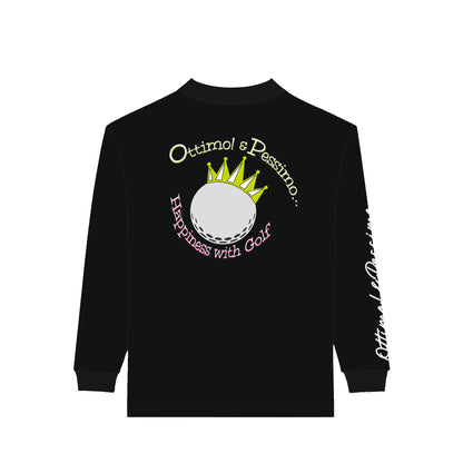 モックネックロングスリーブシャツ　クラウンボールプリント black image