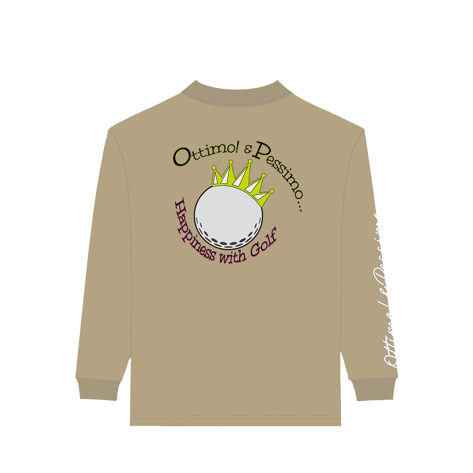 モックネックロングスリーブシャツ　クラウンボールプリント sand-khaki image