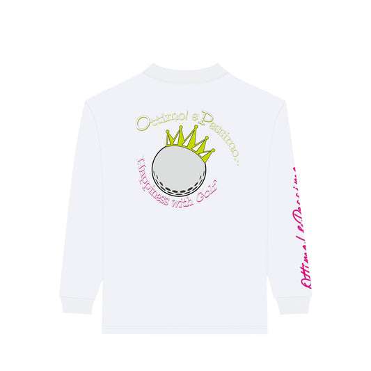 モックネックロングスリーブシャツ　クラウンボールプリント white image