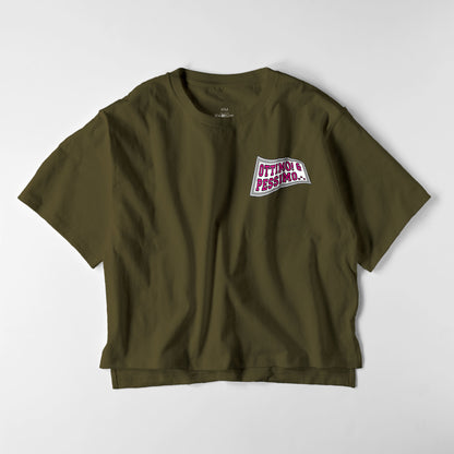 レディースビックシルエットT　フラッグロゴ olive-drab image